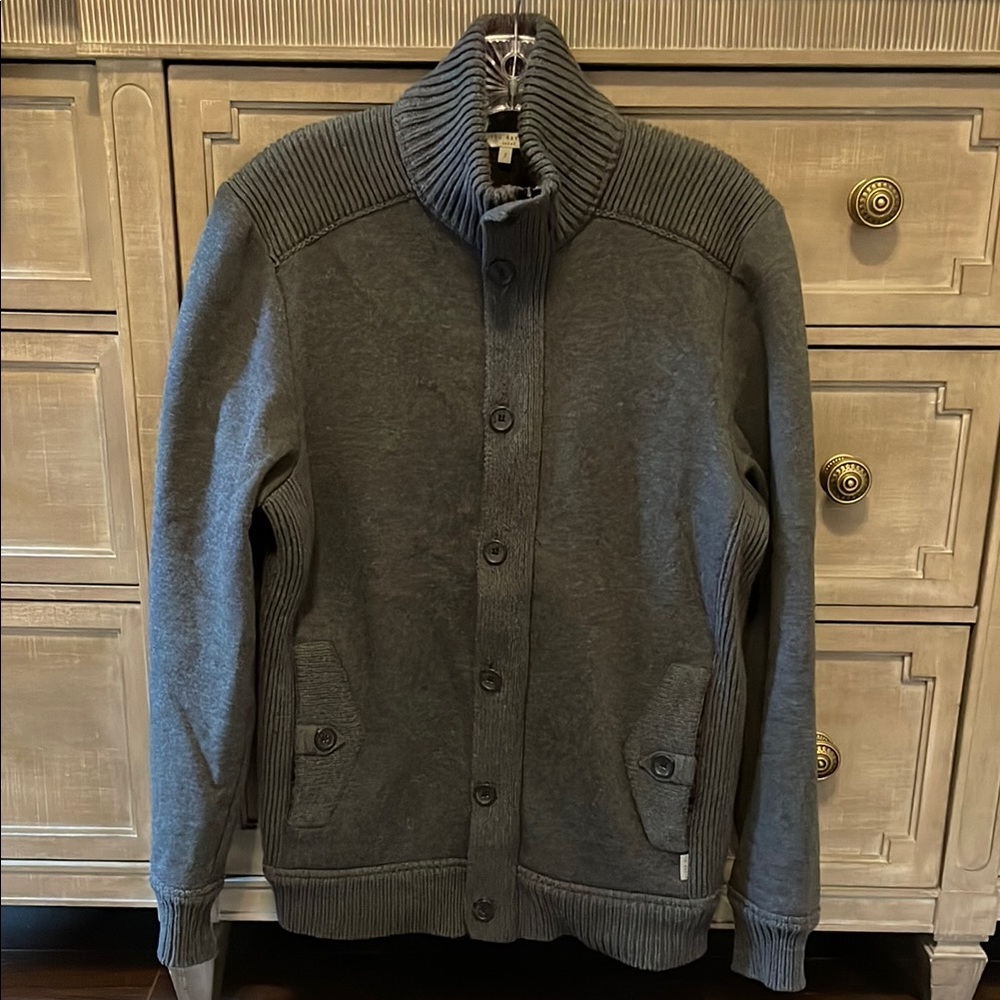 Ted Baker London gray jacket cardigan sweater size 3‎